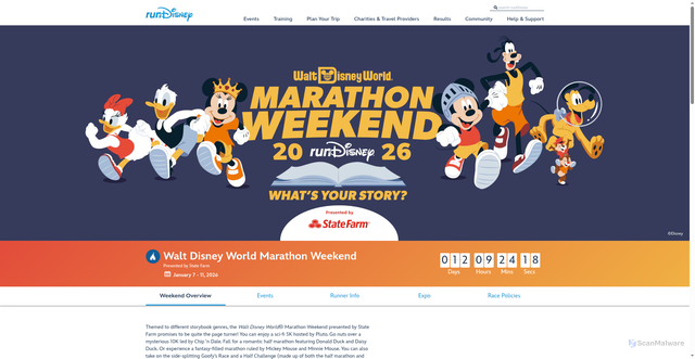 Security scan screenshot of https://www.rundisney.com/events/disneyworld/disneyworld-marathon-weekend/