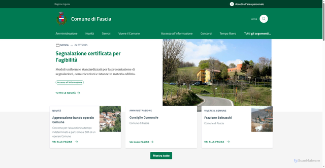 Security scan screenshot of https://comune.fascia.ge.it/