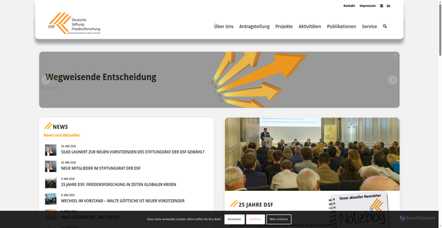 Security scan screenshot of http://www.bundesstiftung-friedensforschung.de