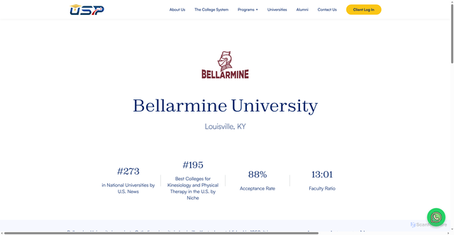 Security scan screenshot of https://www.myusp.com/en/universities/bellarmine-university