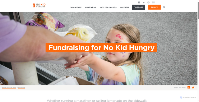 Security scan screenshot of https://www.nokidhungry.org/ways-you-can-help/fundraising