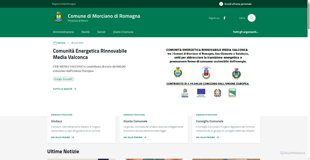 Security scan screenshot of https://comune.morcianodiromagna.rn.it/