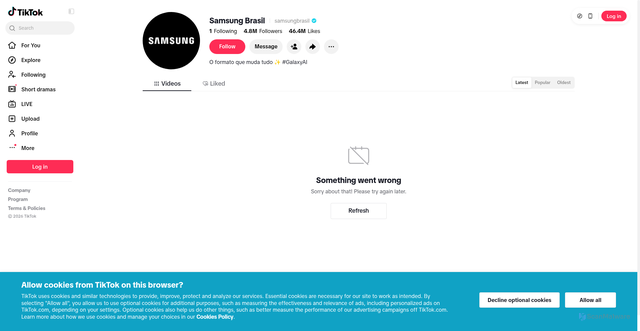 Security scan screenshot of https://www.tiktok.com/@samsungbrasil