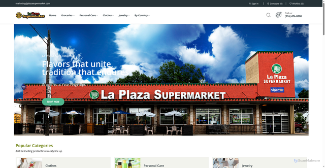 Security scan screenshot of https://plazasupermarket.com