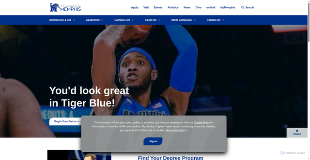 Security scan screenshot of https://www.memphis.edu