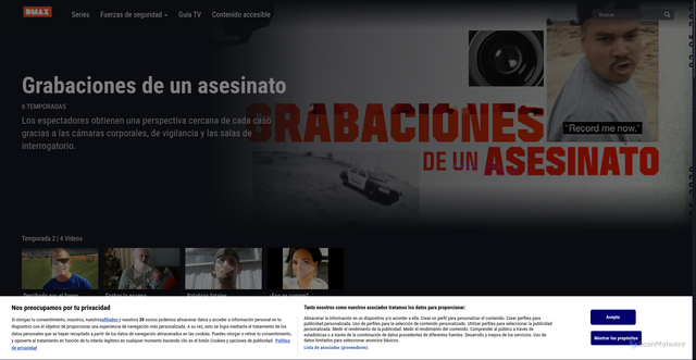 Security scan screenshot of https://dmax.marca.com/series/grabaciones-de-un-asesinato/videos