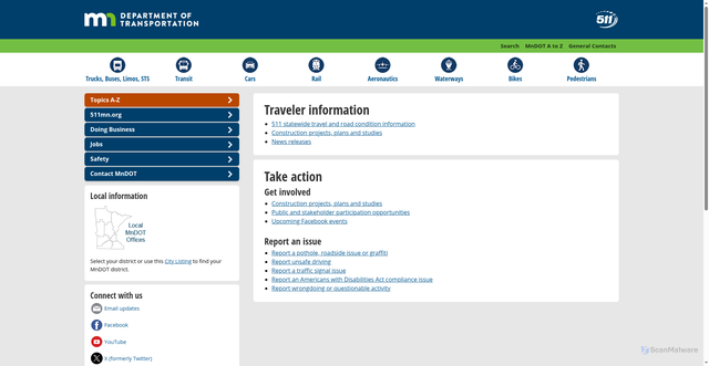 Security scan screenshot of https://www.dot.state.mn.us/