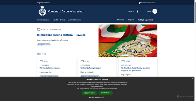 Security scan screenshot of https://www.comune.caronnovaresino.va.it/it