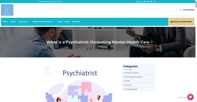 Security scan screenshot of https://baltimorecounselingcenter.com/what-is-a-psychiatrist/