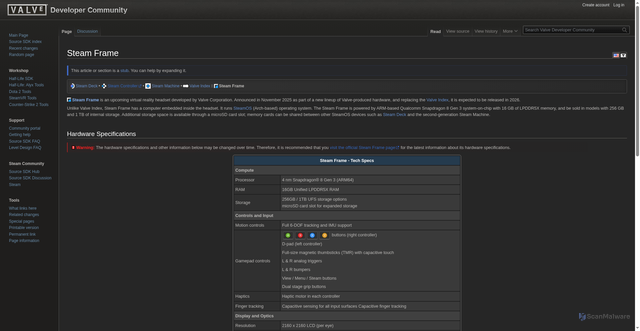 Security scan screenshot of https://developer.valvesoftware.com/wiki/Steam_Frame