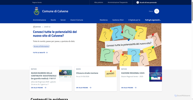 Security scan screenshot of https://www.comune.calvene.vi.it/