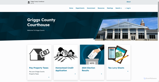 Security scan screenshot of https://www.griggscountynd.gov/