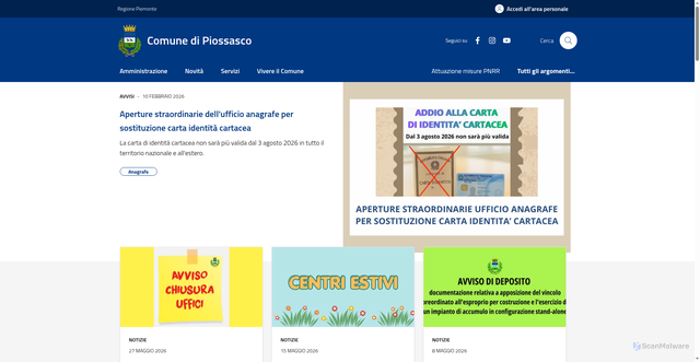 Security scan screenshot of https://www.comune.piossasco.to.it