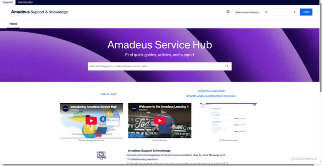 Security scan screenshot of https://servicehub.amadeus.com
