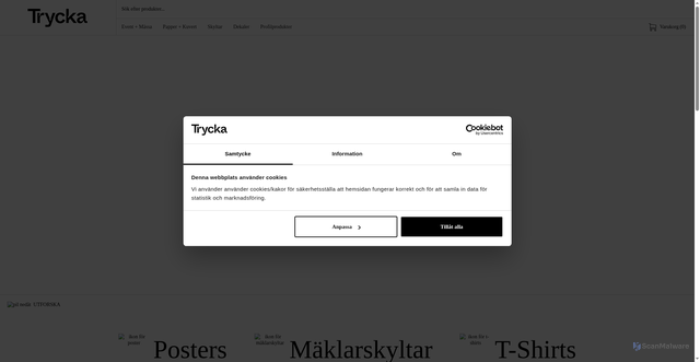 Security scan screenshot of https://trycka.se
