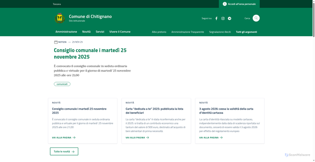 Security scan screenshot of https://comune.chitignano.arezzo.it/