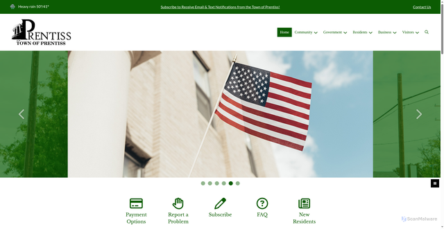 Security scan screenshot of https://townofprentiss.gov/