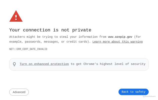 Security scan screenshot of http://www.azepip.gov/