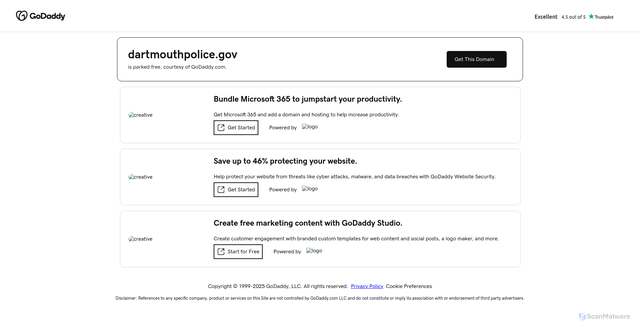 Security scan screenshot of https://dartmouthpolice.gov/