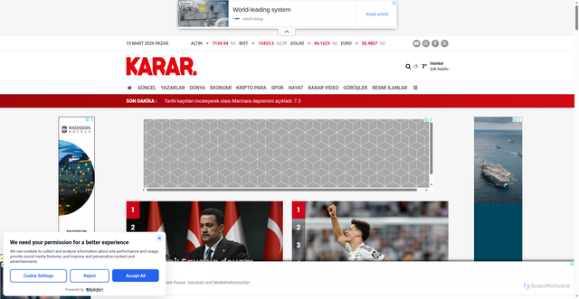Security scan screenshot of https://karar.com