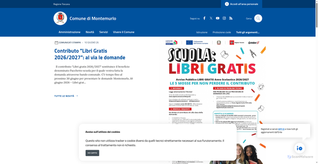 Security scan screenshot of https://www.comune.montemurlo.po.it