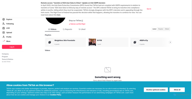 Security scan screenshot of https://www.tiktok.com/@bobbibrowncosmetics?lid=8ibtzbdzs4a5