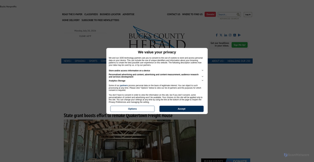 Security scan screenshot of https://www.buckscountyherald.com/