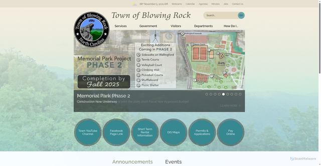 Security scan screenshot of https://www.townofblowingrocknc.gov/