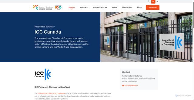 Security scan screenshot of https://chamber.ca/programs-services/icc-canada/