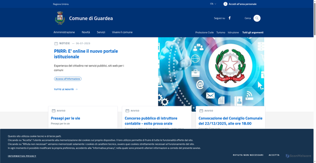 Security scan screenshot of https://www.comune.guardea.tr.it/