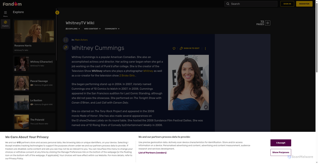 Security scan screenshot of https://whitneytv.fandom.com/wiki/Whitney_Cummings