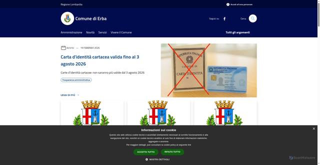 Security scan screenshot of https://www.comune.erba.co.it