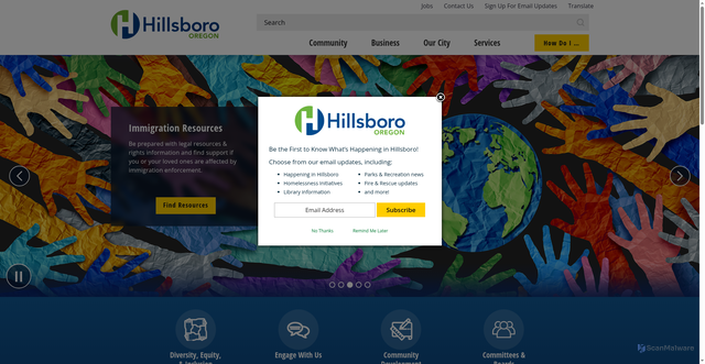Security scan screenshot of https://www.hillsboro-oregon.gov/