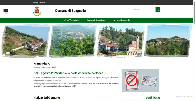 Security scan screenshot of https://www.comune.scagnello.cn.it/