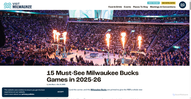 Security scan screenshot of https://www.visitmilwaukee.org/blog/posts/post/15-must-see-milwaukee-bucks-games-in-2025-26/