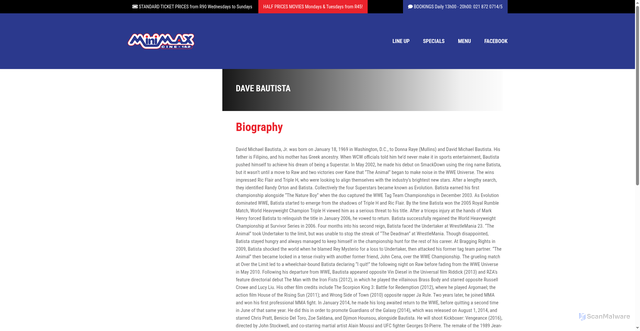 Security scan screenshot of https://www.minimaxcinema.co.za/actor/dave-bautista/