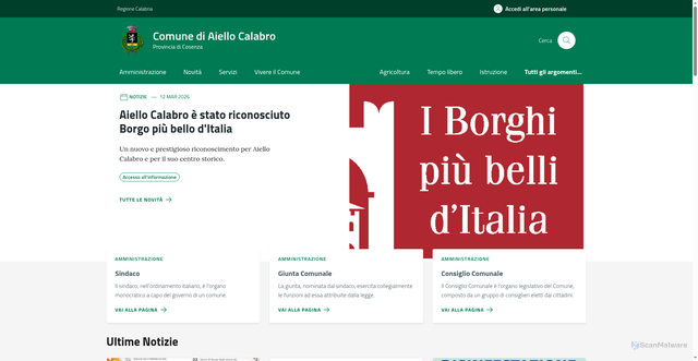 Security scan screenshot of https://www.comune.aiellocalabro.cs.it