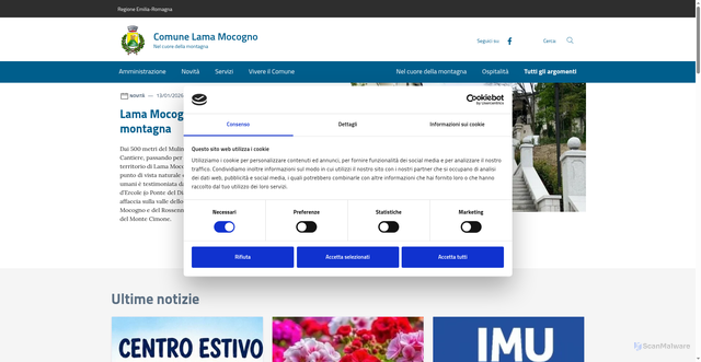 Security scan screenshot of https://www.comune.lamamocogno.mo.it