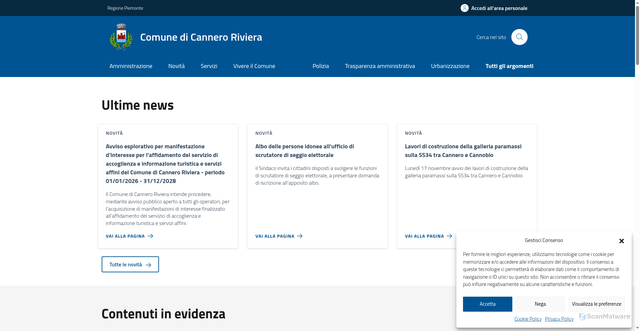 Security scan screenshot of https://comune.canneroriviera.vb.it/