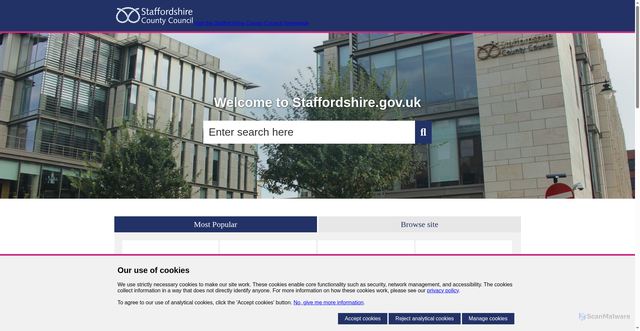 Security scan screenshot of https://www.staffordshire.gov.uk/Homepage.aspx