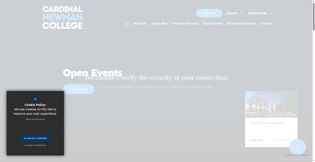 Security scan screenshot of http://www.cardinalnewman.ac.uk