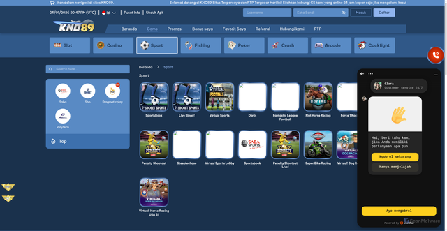 Security scan screenshot of https://kno89eight.com/games/sport