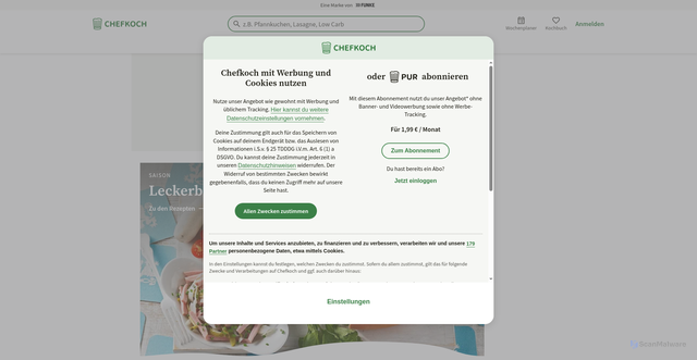 Security scan screenshot of https://www.chefkoch.de