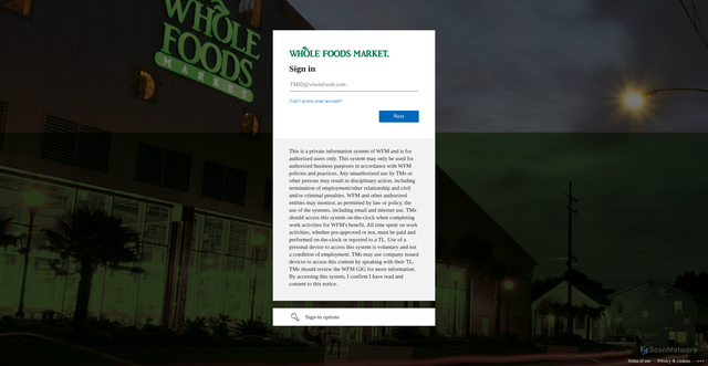 Security scan screenshot of https://innerview.wholefoods.com