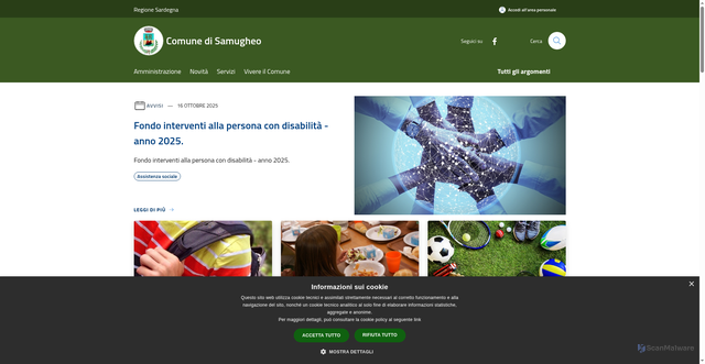 Security scan screenshot of https://www.comune.samugheo.or.it/it