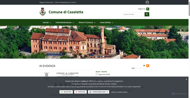 Security scan screenshot of https://www.comune.caselette.to.it/it-it/home