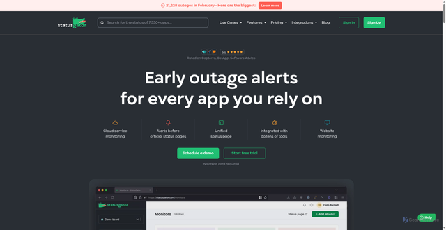Security scan screenshot of https://statusgator.com