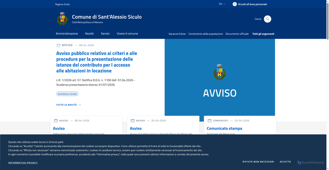 Security scan screenshot of https://www.comune.santalessiosiculo.me.it