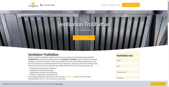 Security scan screenshot of https://ventilationtrollhattan.nu