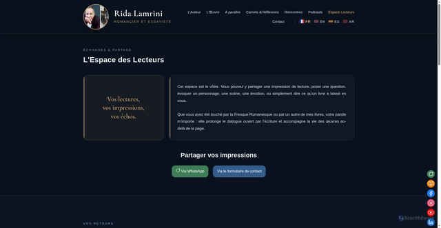 Security scan screenshot of http://rida-lamrini.com/espace-lecteurs.html